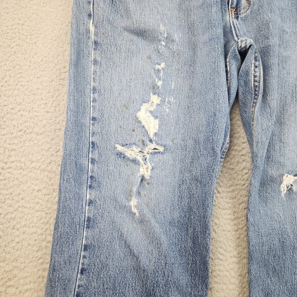 Relaxed Straight Faded Distressed Mens Workwear Blue Jeans Denim 36x30 Cotton - Picture 11 of 12